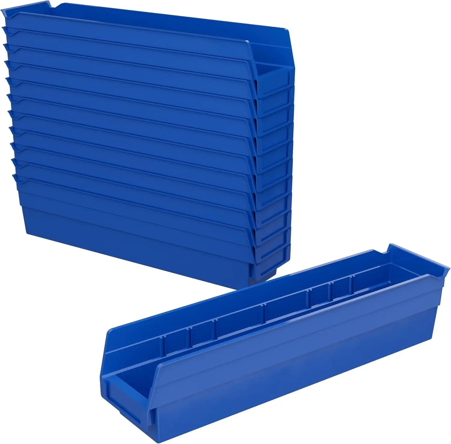 Heavy Duty Plastic Shelf Bins for Garage, Closet, Drawer Organization, Blue, 12-Pack, 18x4x4 Inches
Heavy Duty Plastic Shelf Bins for Garage, Closet, Drawer Organization, Blue, 12-Pack, 18x4x4 Inches