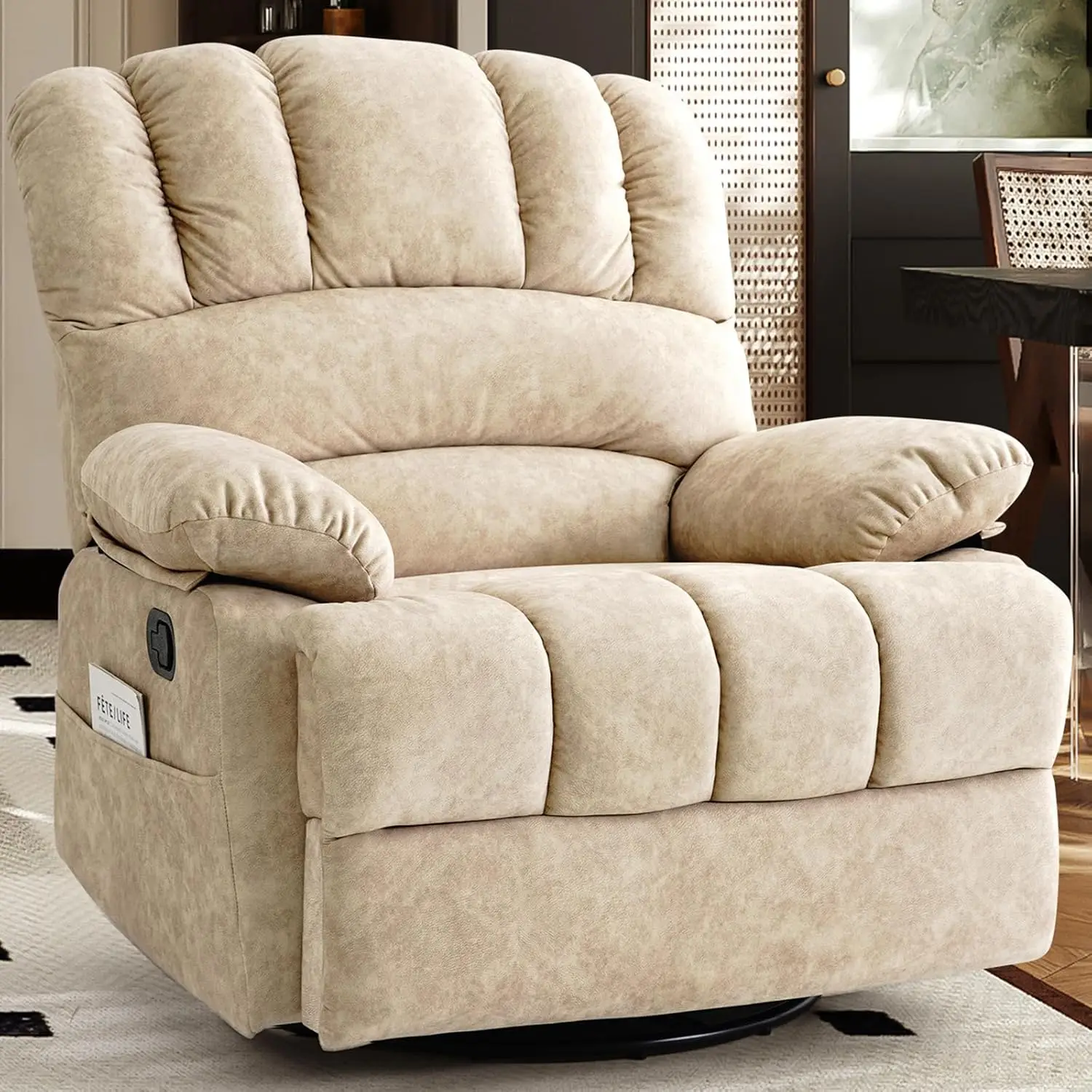 Oversized Manual Swivel Rocker Recliner Chair Extra Wide Glider High Back Overstuffed Single Sofa Living Room Beige Customized
Oversized Manual Swivel Rocker Recliner Chair Extra Wide Glider High Back Overstuffed Single Sofa Living Room Beige Customized