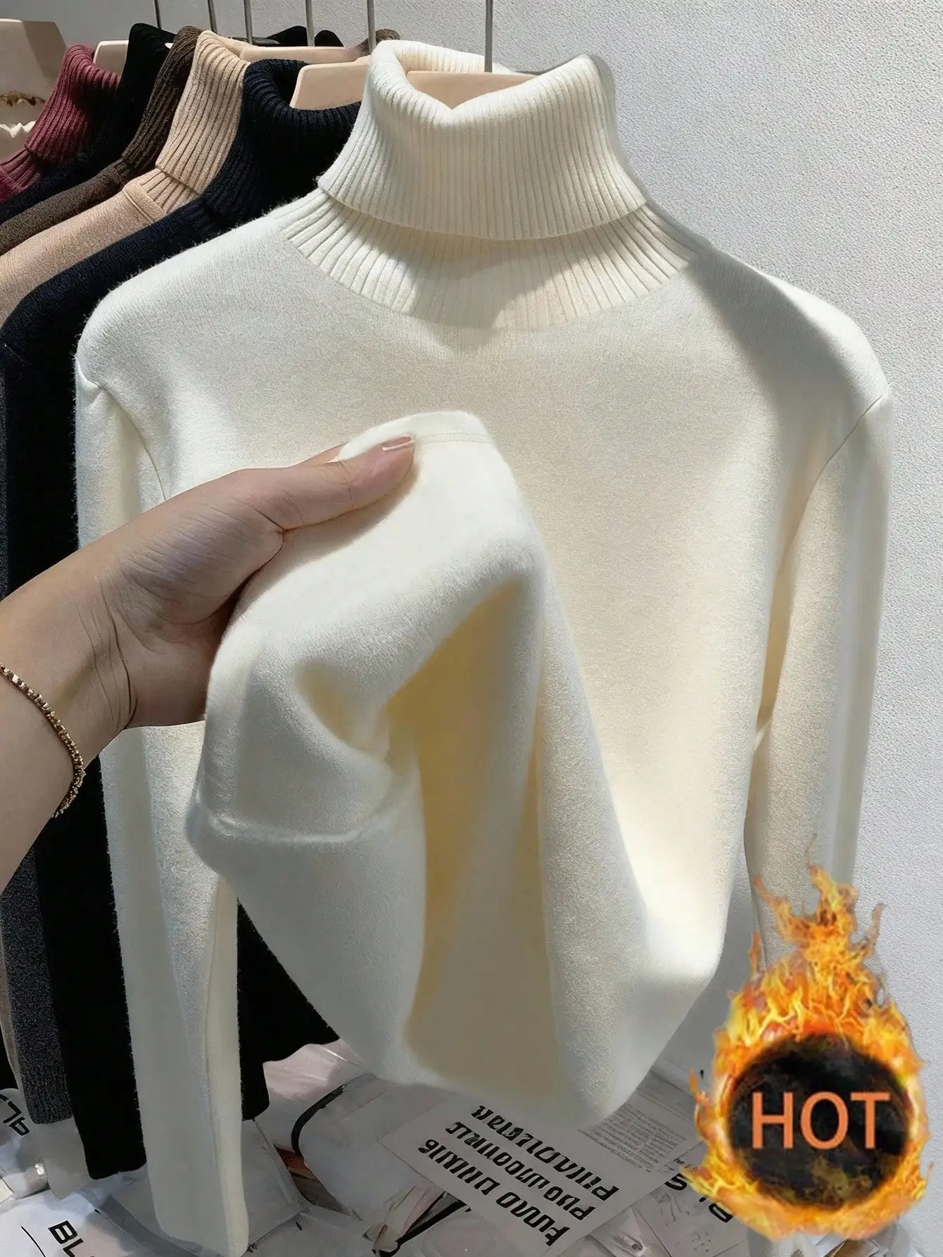 Women's Thick High Neck Knit Sweater, Soft Warm Long Sleeve Top for Winter
Women's Thick High Neck Knit Sweater, Soft Warm Long Sleeve Top for Winter