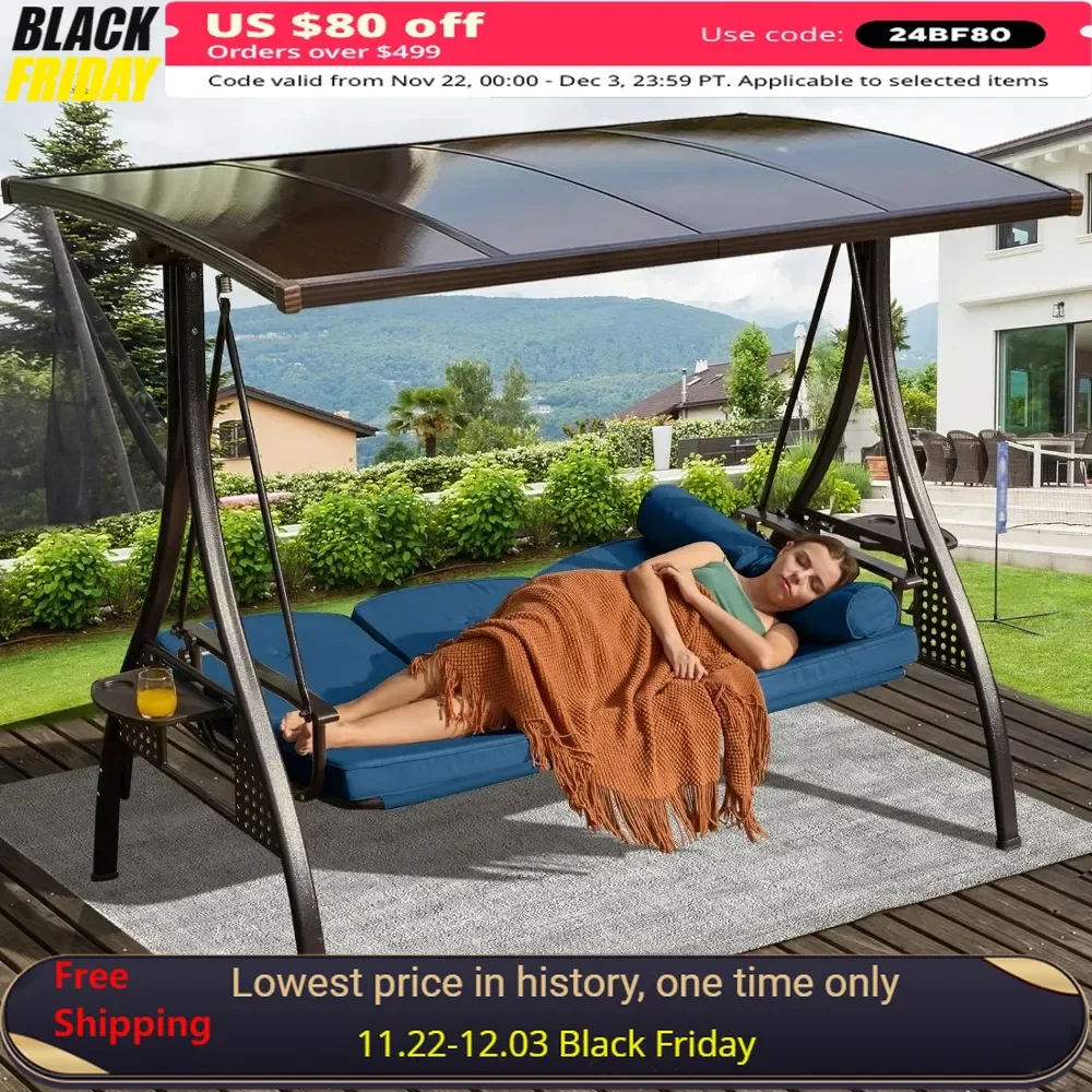 Outdoor Porch Swing with Hardtop, Adjustable Hardtop,3 in 1 Convertible, Thicken Cushion,Pillows, Cup Holders, Outdoor Swing
Outdoor Porch Swing with Hardtop, Adjustable Hardtop,3 in 1 Convertible, Thicken Cushion,Pillows, Cup Holders, Outdoor Swing