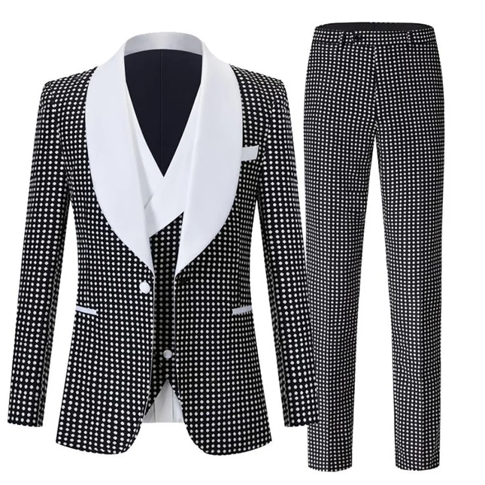 Black Dot Men Suit Classic Shawl Lapel Single Button Business Outfit Elegant Groom Wedding Set 3 Pieces(Jacket+Vest+Pants)
Black Dot Men Suit Classic Shawl Lapel Single Button Business Outfit Elegant Groom Wedding Set 3 Pieces(Jacket+Vest+Pants)