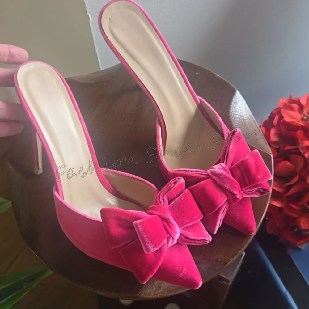 Rose Red Pointed Toe Bow knot Decor Slippers Sexy Women Shoes Stilettos High Heels Party Banquet Dating 2025 Zapatos Para Mujere
Rose Red Pointed Toe Bow knot Decor Slippers Sexy Women Shoes Stilettos High Heels Party Banquet Dating 2025 Zapatos Para Mujere
