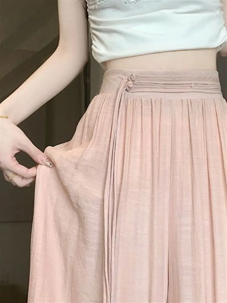 Новые китайские хлопковые льняные брюки-юбка с высокой талией, тонкий дизайн, летние повседневные брюки, широкие брюки свободного кроя
Новые китайские хлопковые льняные брюки-юбка с высокой талией, тонкий дизайн, летние повседневные брюки, широкие брюки свободного кроя