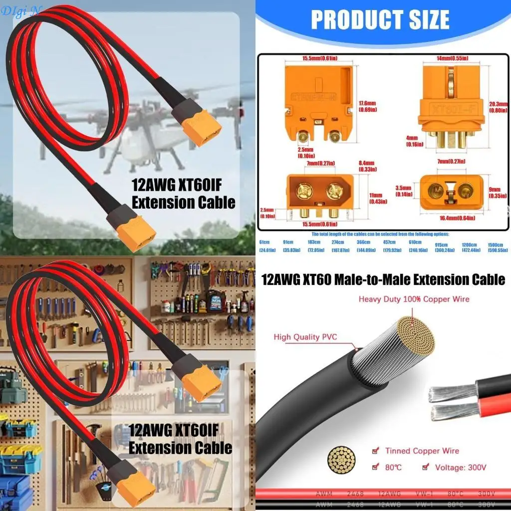 XT60 Male to Male Extension Cable Model Aircraft Connection Line for Photovoltaic Cells and Model Aircraft 12AWG R2LB
XT60 Male to Male Extension Cable Model Aircraft Connection Line for Photovoltaic Cells and Model Aircraft 12AWG R2LB