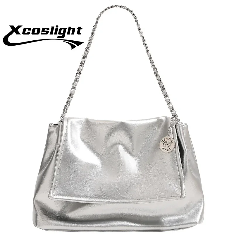 Sliver Big Portable Chain Designer Shoulder Bags Soft Large PU Leather Tote Bags for Women Foldable Crossbody Luxury Handbags
Sliver Big Portable Chain Designer Shoulder Bags Soft Large PU Leather Tote Bags for Women Foldable Crossbody Luxury Handbags