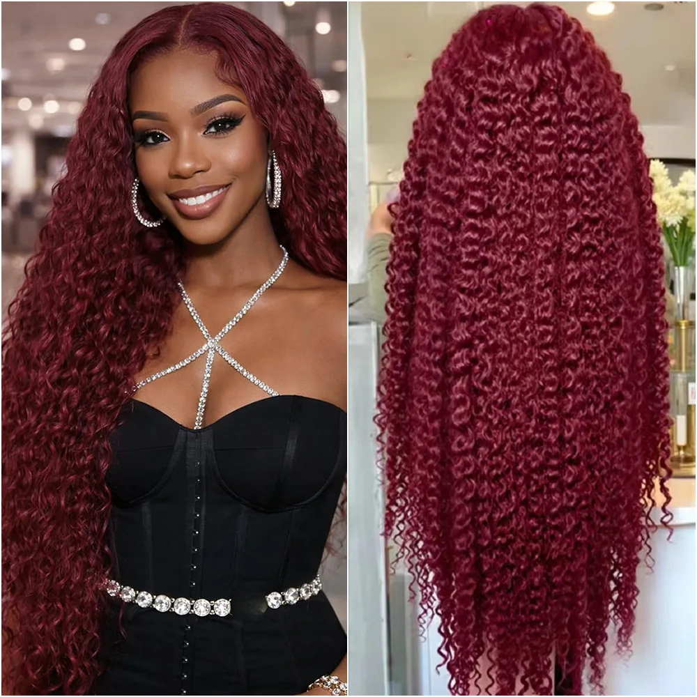 220% Density 99J Burgundy Deep Wave Human Hair Wig Red Wine Color 28 36 Inch 13x4 13x6 HD Transparent Lace Frontal Wig For Women
220% Density 99J Burgundy Deep Wave Human Hair Wig Red Wine Color 28 36 Inch 13x4 13x6 HD Transparent Lace Frontal Wig For Women