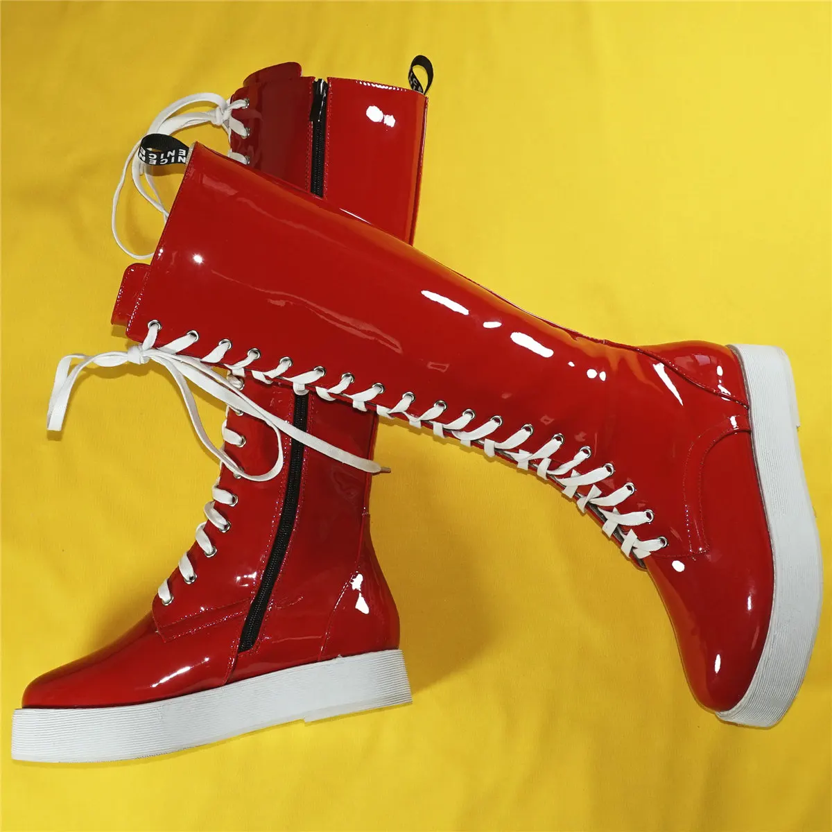 2023 Platform Pumps Shoes Women Lace Up Red Patent Leather Knee High Boots Female Winter Round Toe Fashion Sneakers Casual Shoes
2023 Platform Pumps Shoes Women Lace Up Red Patent Leather Knee High Boots Female Winter Round Toe Fashion Sneakers Casual Shoes