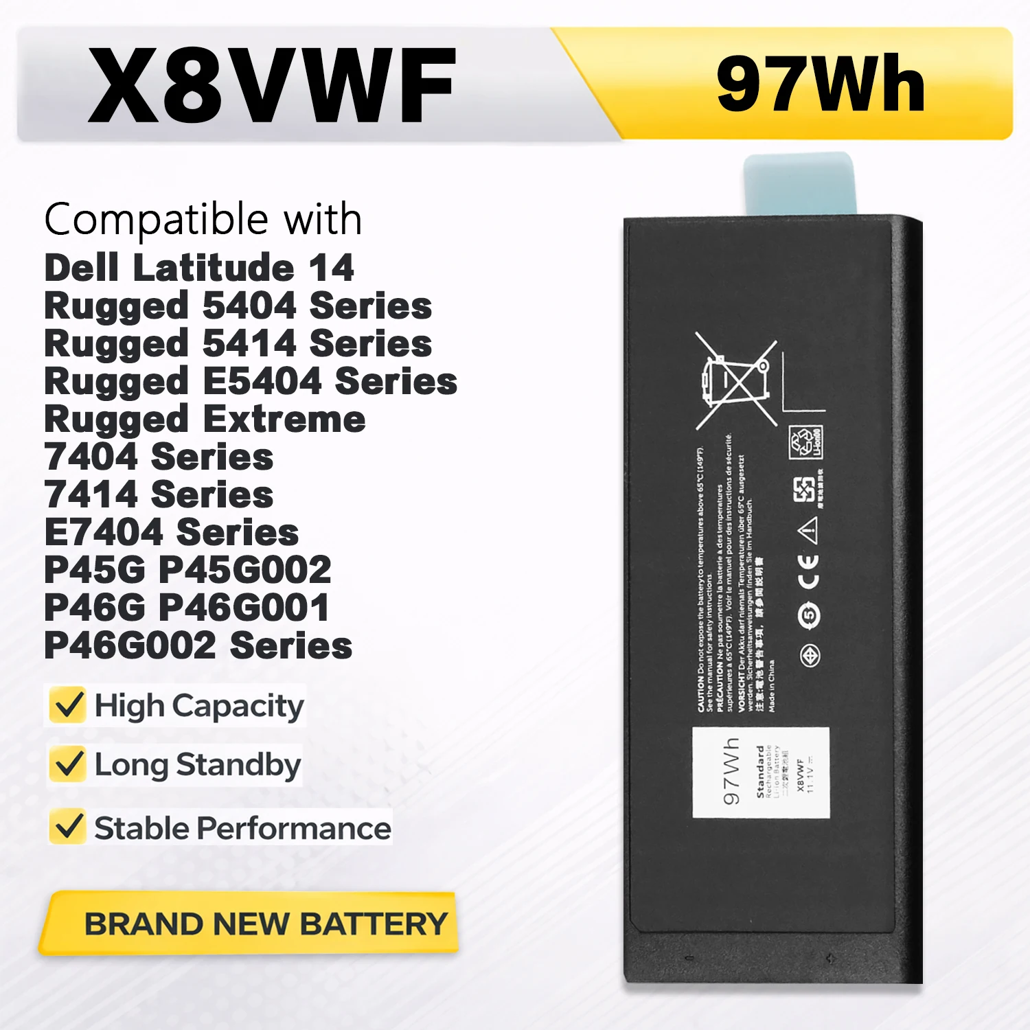 PowerHub X8VWF Laptop Battery For Dell Latitude 14 Rugged 5404 5414 E5404 Extreme 7404 7414 E7404 P45G P45G002 P46G P46G001
PowerHub X8VWF Laptop Battery For Dell Latitude 14 Rugged 5404 5414 E5404 Extreme 7404 7414 E7404 P45G P45G002 P46G P46G001
