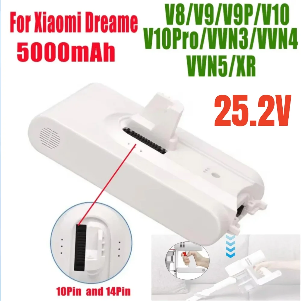 5000mAh for Xiaomi Dreame V8 V9 V10 25.2V Replacement Lithium Battery V9P XR VVN3 VVN4 Handheld Cordless Vacuum Cleaner battery.
5000mAh for Xiaomi Dreame V8 V9 V10 25.2V Replacement Lithium Battery V9P XR VVN3 VVN4 Handheld Cordless Vacuum Cleaner battery.