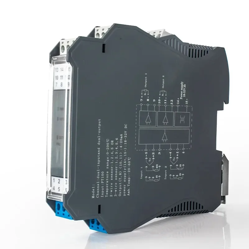 Industrial RTD PT100 Temperature Isolator 0~200℃ Input Convert To 4-20mA 0-10V RS485 Output Transmitter
Industrial RTD PT100 Temperature Isolator 0~200℃ Input Convert To 4-20mA 0-10V RS485 Output Transmitter