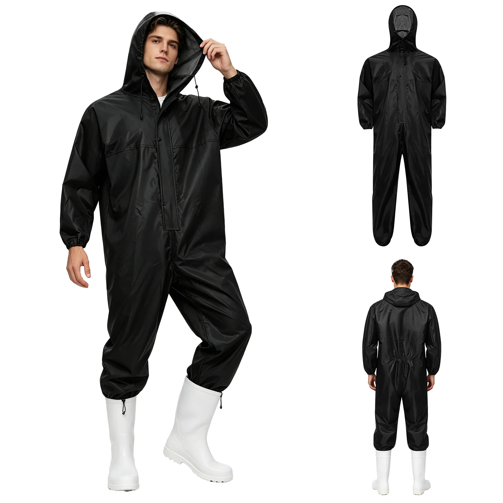 Mens Jumpsuit Unisex Adults Protective Coveralls with Hood Long Sleeve Joggers Romper Waterproof Full-body Workwear Raincoat
Mens Jumpsuit Unisex Adults Protective Coveralls with Hood Long Sleeve Joggers Romper Waterproof Full-body Workwear Raincoat