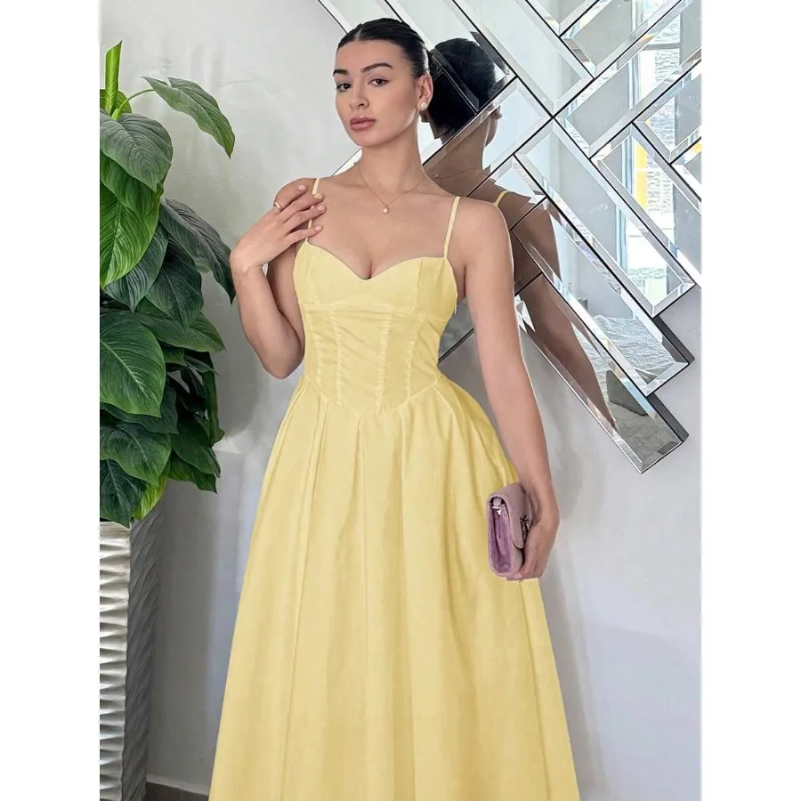 【New style】Andrea Bello Women's Elegant Solid Color Waist Cinching Camisole Dress, Sun Dress Party
【New style】Andrea Bello Women's Elegant Solid Color Waist Cinching Camisole Dress, Sun Dress Party