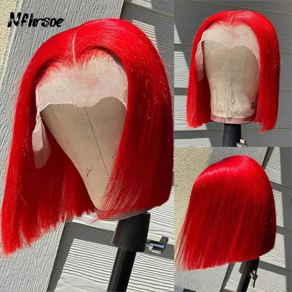 High Quality Brazilian Colored Human Hair Wig Red Straight Short Bob Transparent 13x4 Lace Frontal Wigs For Women Pre Plucked
High Quality Brazilian Colored Human Hair Wig Red Straight Short Bob Transparent 13x4 Lace Frontal Wigs For Women Pre Plucked
