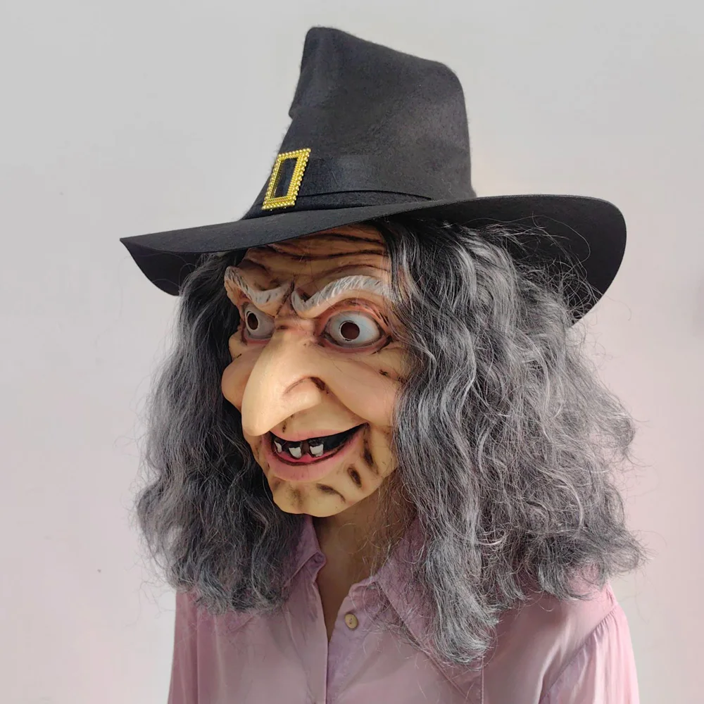 Horro Witch Mask With Hat Cosplay Sorceress Old Nana Grandma Latex Helmet Halloween Carnival Dress Up Party Costume Props
Horro Witch Mask With Hat Cosplay Sorceress Old Nana Grandma Latex Helmet Halloween Carnival Dress Up Party Costume Props