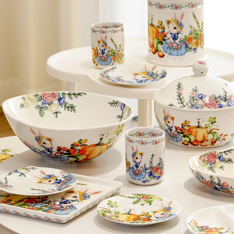 Creative Pumpkin Rabbit Flat Plate Rural Style Ceramic Plate Home Cute Plate Bowl Combination Tableware and Kitchenware
Creative Pumpkin Rabbit Flat Plate Rural Style Ceramic Plate Home Cute Plate Bowl Combination Tableware and Kitchenware