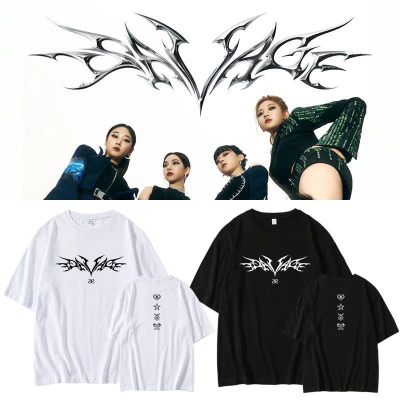 Aespas Loose Drop Shoulder Pure Cotton Printed Short Sleeve T-shirt Idol Stage Performance Outfit Casual Daily Tops Daily
Aespas Loose Drop Shoulder Pure Cotton Printed Short Sleeve T-shirt Idol Stage Performance Outfit Casual Daily Tops Daily