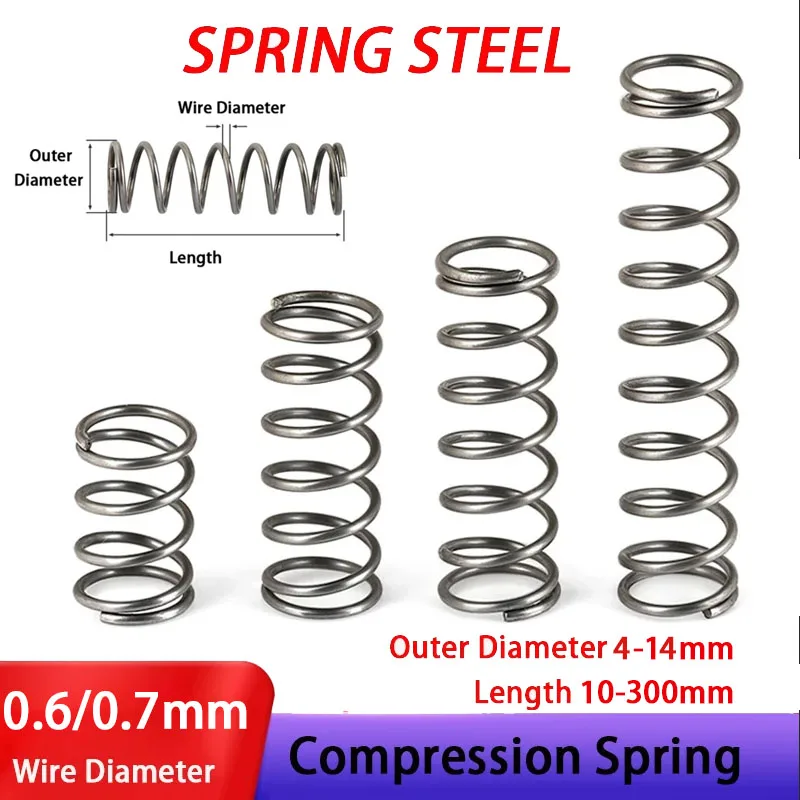 Compression Spring Return Spring Steel Wire Diameter 0.6/0.7mm Outer Diameter 4-14mm Length 10-300mm
Compression Spring Return Spring Steel Wire Diameter 0.6/0.7mm Outer Diameter 4-14mm Length 10-300mm