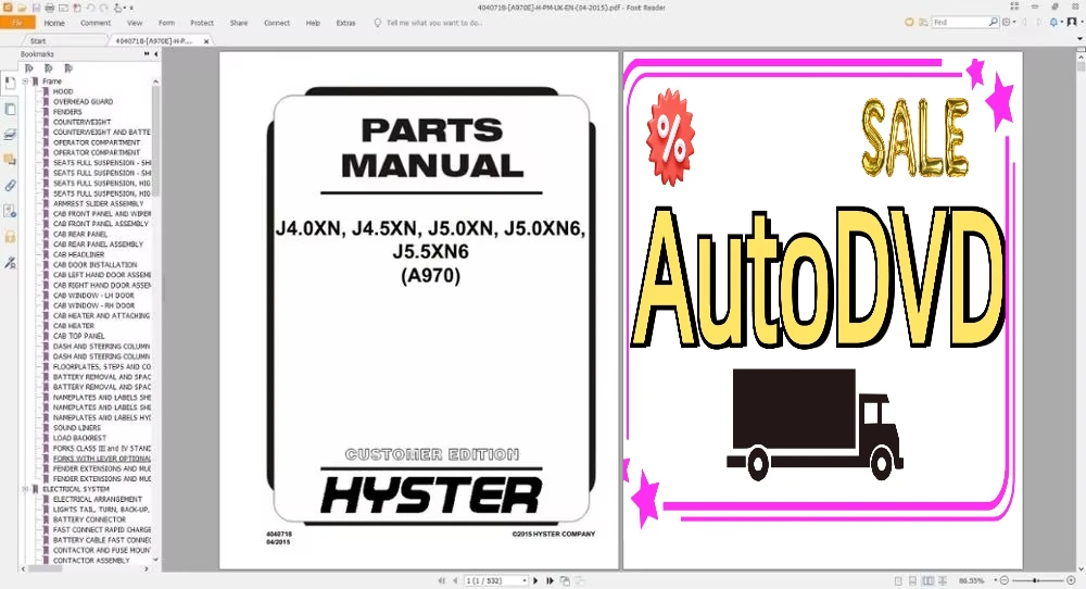 Вилочный погрузчик AutoDVD Hyster Все модели UK-EU PDF DVD 64 ГБ Руководство по запчастям
Вилочный погрузчик AutoDVD Hyster Все модели UK-EU PDF DVD 64 ГБ Руководство по запчастям