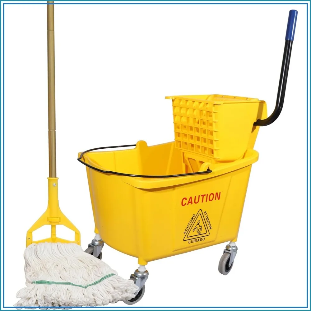 35-Quart Mop Bucket with Side-Press Wringer, Yellow, Includes Mop
35-Quart Mop Bucket with Side-Press Wringer, Yellow, Includes Mop