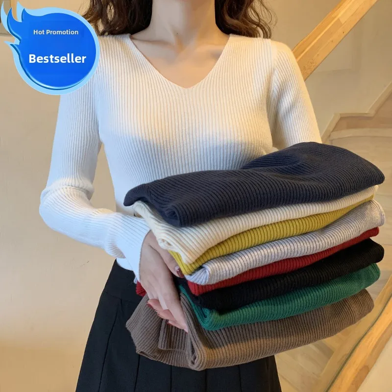 Autumn Winter V-Neck Long Sleeve Women's Knitted Sweater Slim Fit Base Layer Shirt Pure Color Versatile Comfortable Knitwear
Autumn Winter V-Neck Long Sleeve Women's Knitted Sweater Slim Fit Base Layer Shirt Pure Color Versatile Comfortable Knitwear