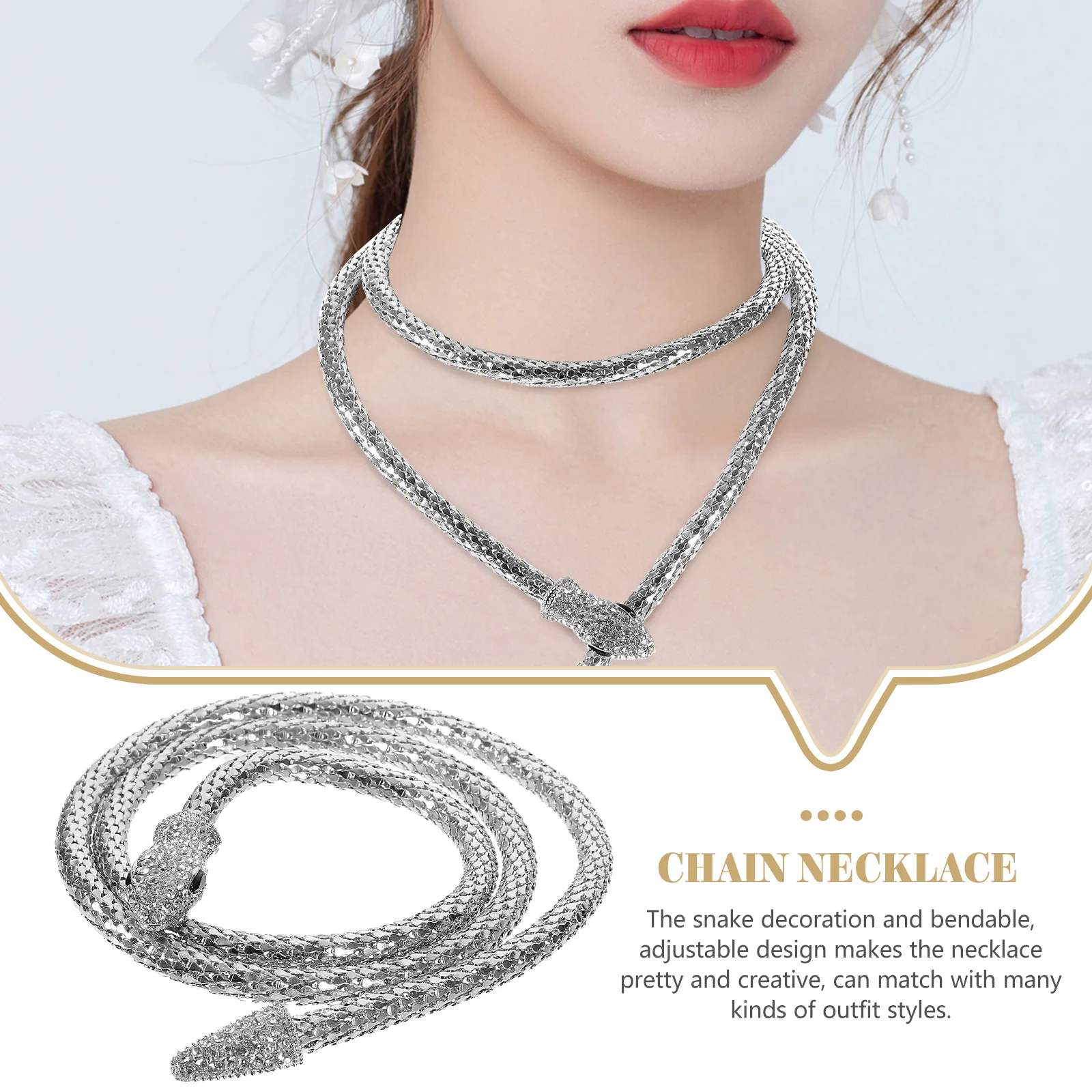 Snake Chain Adjustable Serpentine Bendable Choker Alloy Gold Color Flexible Snake Choker Long Necklace Women Jewelry
Snake Chain Adjustable Serpentine Bendable Choker Alloy Gold Color Flexible Snake Choker Long Necklace Women Jewelry