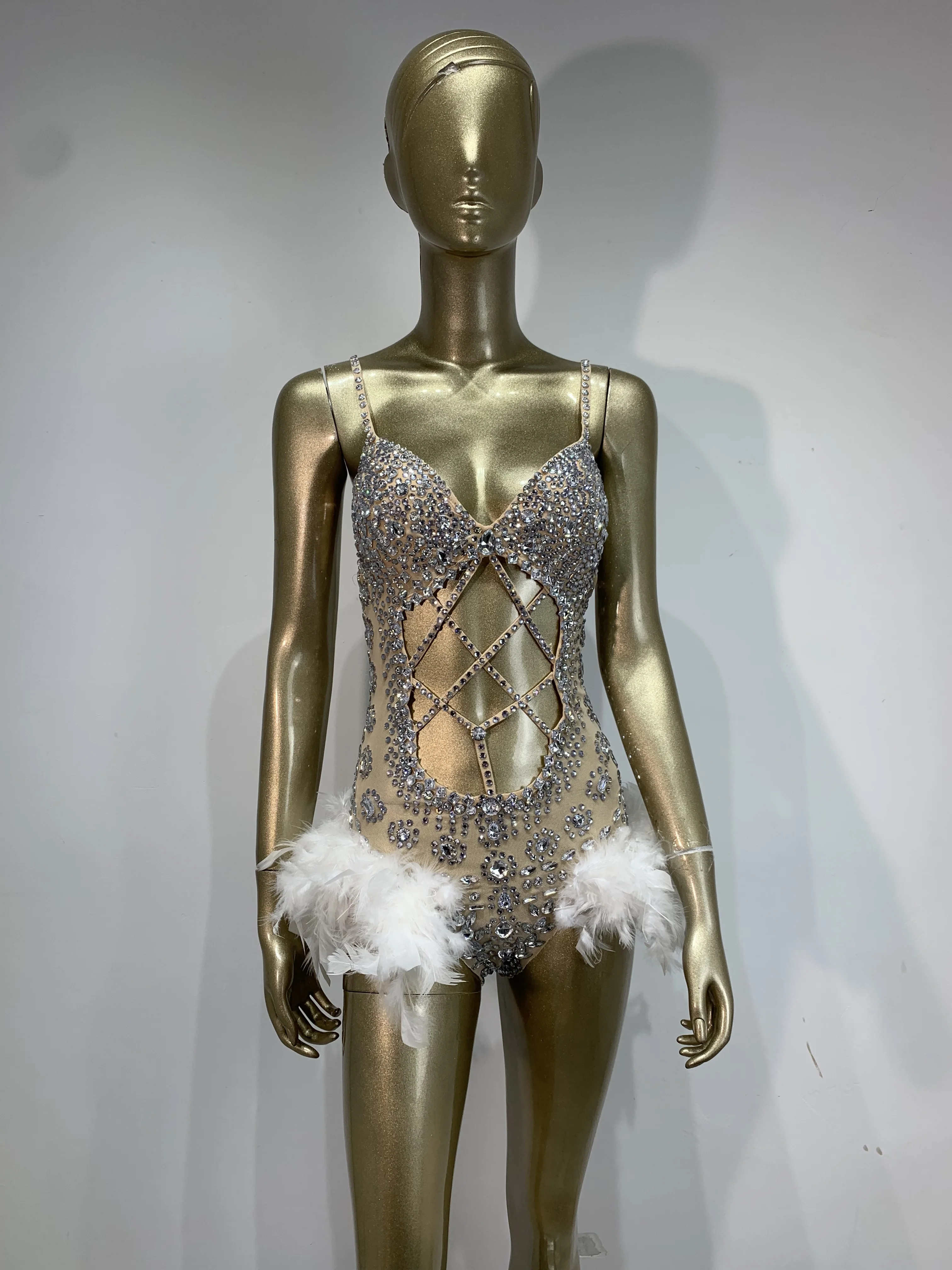 Sparkly Rhinestones Feathers Bodysuit for Women Sexy Hollow Out Performance Dance Costume Singer Dancer Stage Wear Party Outfit
Sparkly Rhinestones Feathers Bodysuit for Women Sexy Hollow Out Performance Dance Costume Singer Dancer Stage Wear Party Outfit