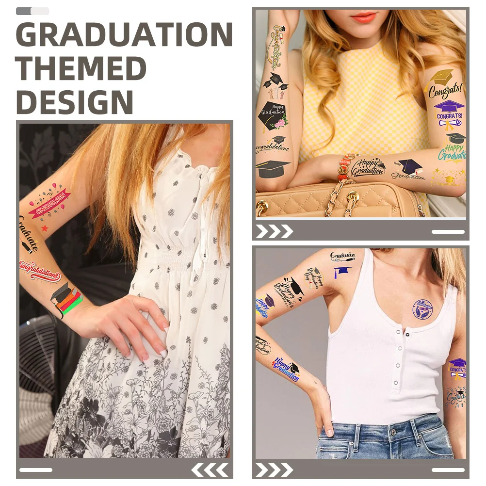 6 Sheets Graduation Season Tattoo Stickers Temporary Body Tattoos for Party Graduation Caps Stars Diplomas Awards
6 Sheets Graduation Season Tattoo Stickers Temporary Body Tattoos for Party Graduation Caps Stars Diplomas Awards