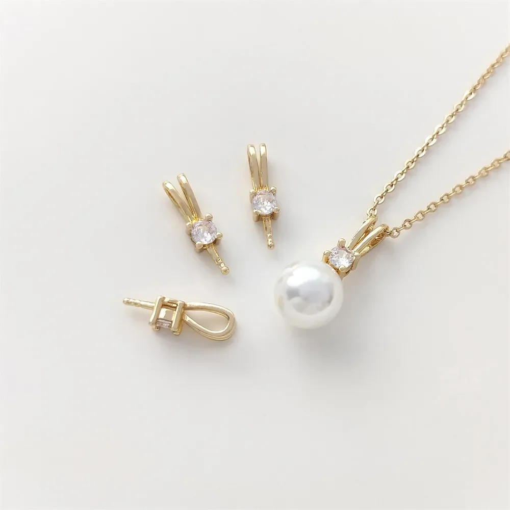 14K gold color zircon double ear rabbit design with needle stick half hole pearl necklace hanging pearl holder DIY accessories
14K gold color zircon double ear rabbit design with needle stick half hole pearl necklace hanging pearl holder DIY accessories