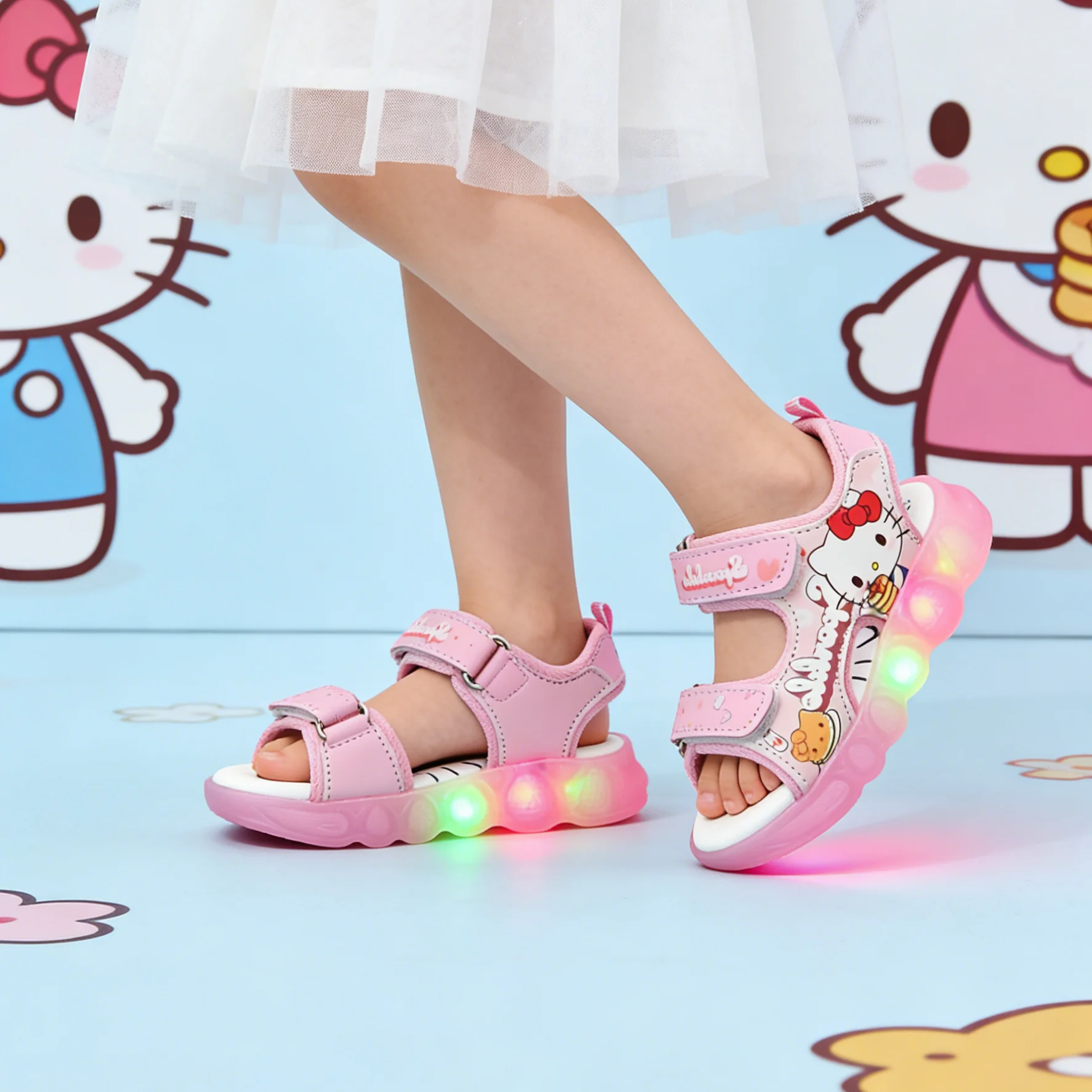 Детская повседневная обувь, сандалии с мультяшным рисунком и подсветкой, летняя обувь для девочек, противоскользящая обувь на толстой подошве, розовые, фиолетовые туфли, размер 21-30
Детская повседневная обувь, сандалии с мультяшным рисунком и подсветкой, летняя обувь для девочек, противоскользящая обувь на толстой подошве, розовые, фиолетовые туфли, размер 21-30