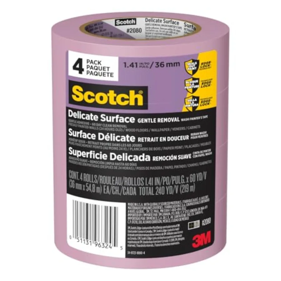 Delicate Surface Painter's Tape Purple Masking Tape Protects Delicate Surfaces and Removes Easily Multi-Surface Painting Tape f
Delicate Surface Painter's Tape Purple Masking Tape Protects Delicate Surfaces and Removes Easily Multi-Surface Painting Tape f