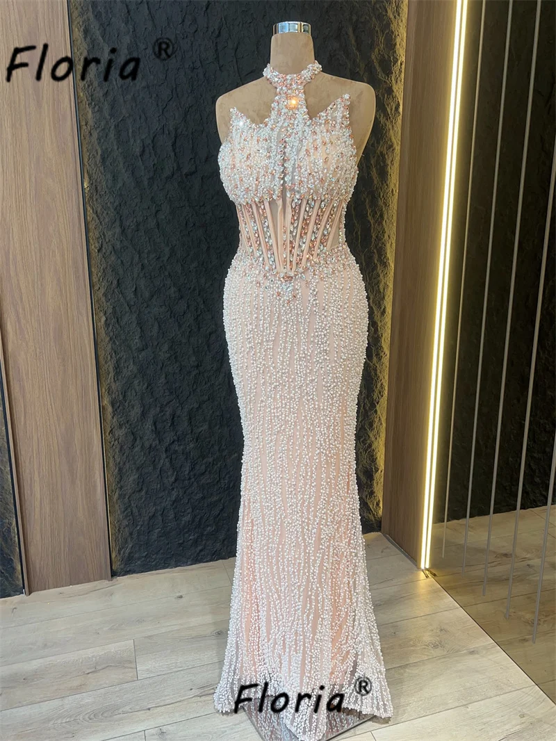2026 Customized Luxury Halter Neck Mermaid Evening Dress Blush Pink Pearl Beaded Corset Formal Party Gown Sexy Sleeveless Prom
2026 Customized Luxury Halter Neck Mermaid Evening Dress Blush Pink Pearl Beaded Corset Formal Party Gown Sexy Sleeveless Prom