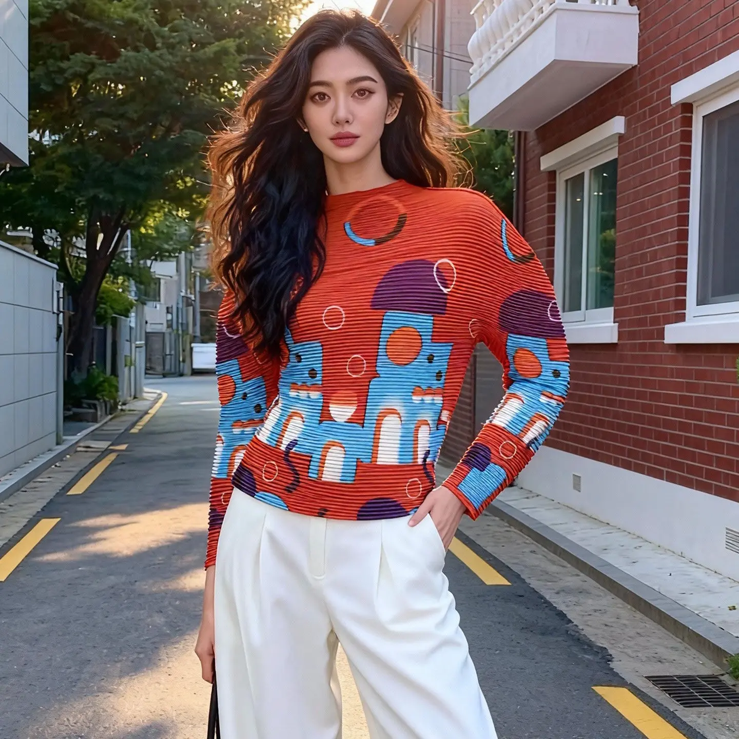 Miyake Niche Long Sleeve Corn Grain Pleated Women's T-shirt 2026 Chic New Versatile High Elastic Slim Fit Pullover Top
Miyake Niche Long Sleeve Corn Grain Pleated Women's T-shirt 2026 Chic New Versatile High Elastic Slim Fit Pullover Top
