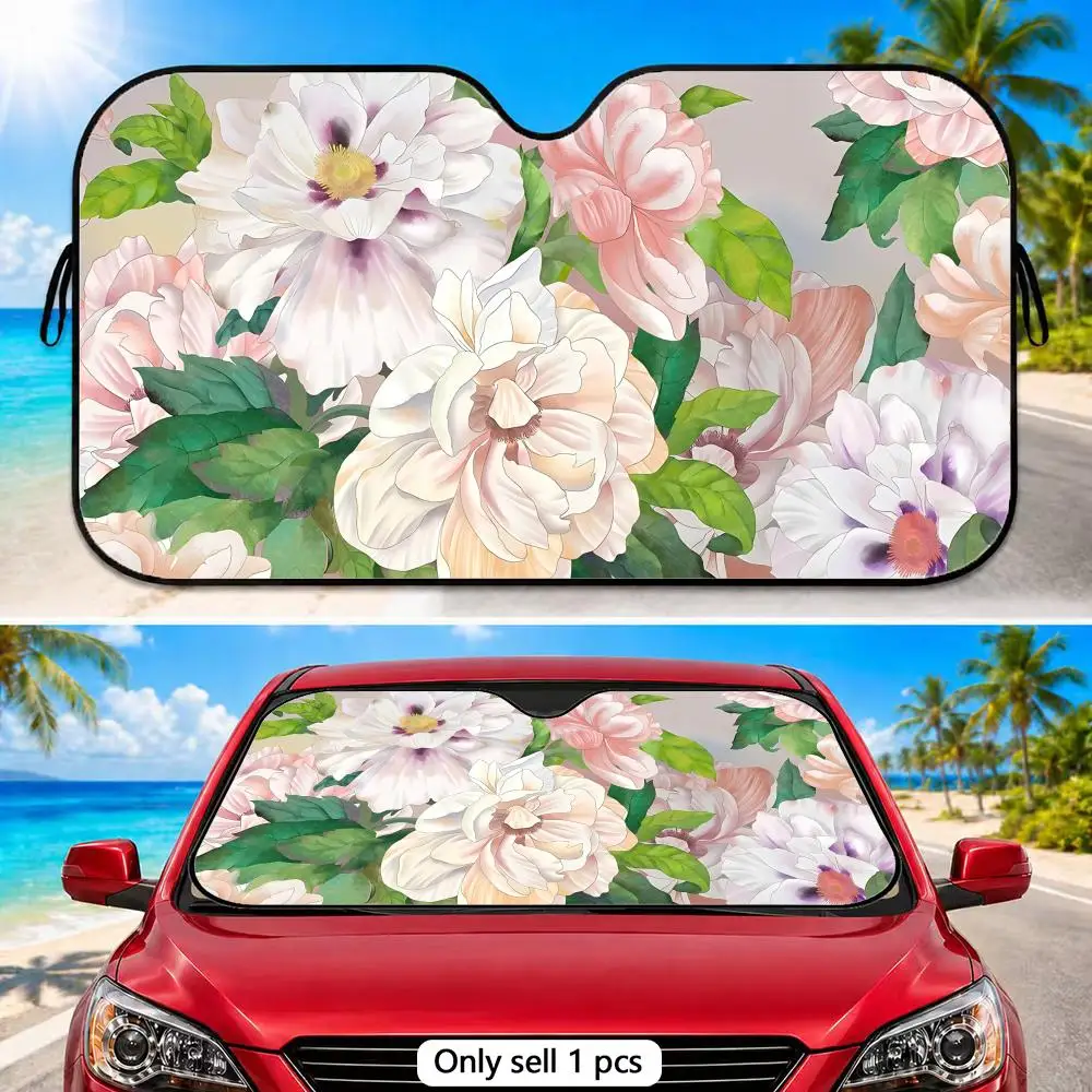 Peony Flower Painting Sun Visor Reusable Foldable Aluminum Foil Sunshade UV Heat Insulation Cover for Car Front Windshield
Peony Flower Painting Sun Visor Reusable Foldable Aluminum Foil Sunshade UV Heat Insulation Cover for Car Front Windshield