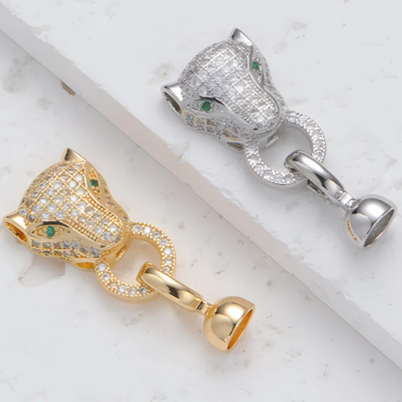 18K Gold Plated Inlaid Zirconia Panther Head Buckle Closure Pearl Clasp DIY Bracelet Necklace Jewelry Making Supplies Wholesale
18K Gold Plated Inlaid Zirconia Panther Head Buckle Closure Pearl Clasp DIY Bracelet Necklace Jewelry Making Supplies Wholesale