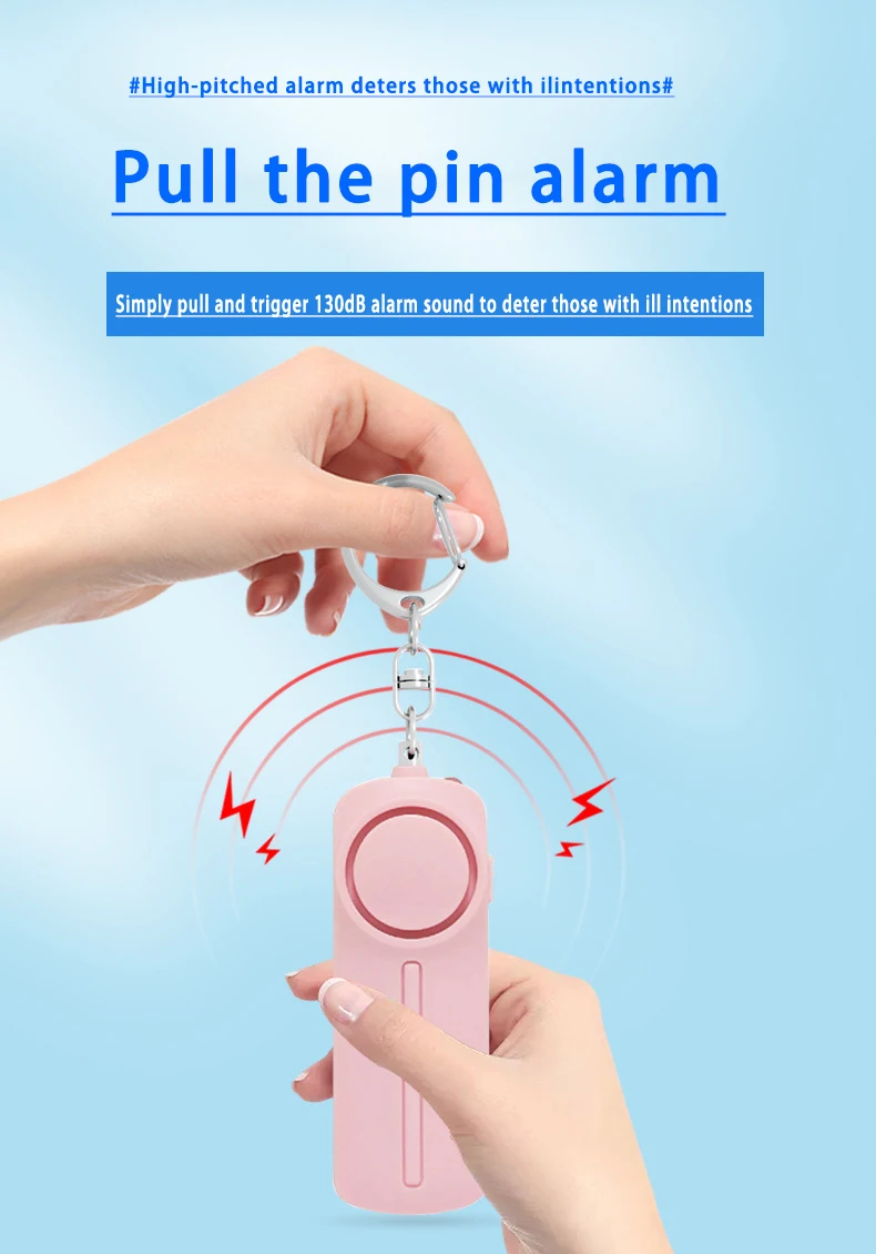 Personal alarm ABS material pull ring women's anti wolf artifact Arrizo self-defense keychain alarm
Personal alarm ABS material pull ring women's anti wolf artifact Arrizo self-defense keychain alarm