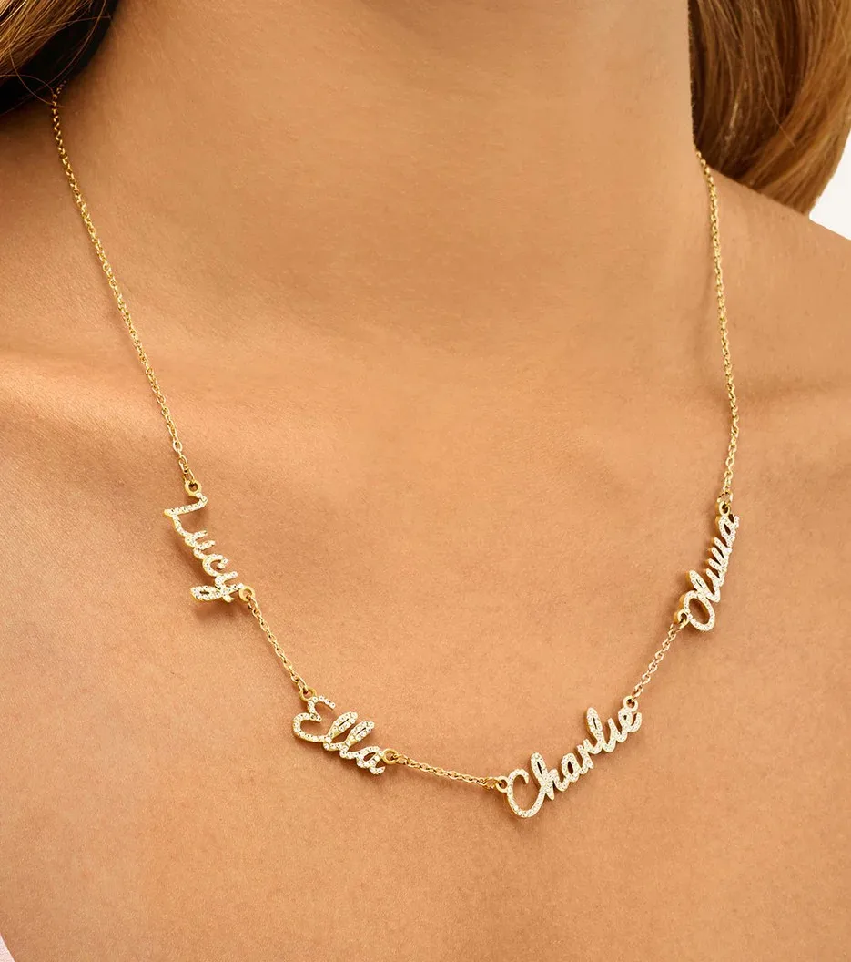 Multi Crystal Cursive Name Necklace 3D Custom Name Necklace Gold Diamond Pendant Women's Zirconia Jewelry Gift for Mom
Multi Crystal Cursive Name Necklace 3D Custom Name Necklace Gold Diamond Pendant Women's Zirconia Jewelry Gift for Mom