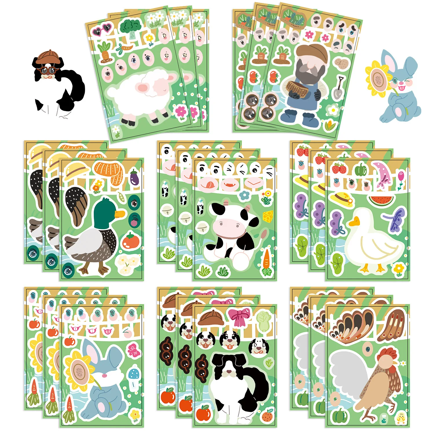 8/16Sheets Farm Animal Make a Face Children's Puzzle Stickers Cute Rooster Cartoon Hand Account Material Cup Car Phone Kid Toys
8/16Sheets Farm Animal Make a Face Children's Puzzle Stickers Cute Rooster Cartoon Hand Account Material Cup Car Phone Kid Toys