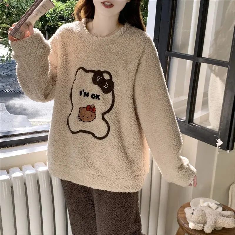 Hello Kitty Polar Fleece Two Piece Set Women Pullover Lounge Wear Winter Home Outfit Cozy Loungewear Versatile Wear
Hello Kitty Polar Fleece Two Piece Set Women Pullover Lounge Wear Winter Home Outfit Cozy Loungewear Versatile Wear