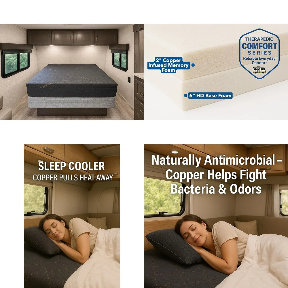 8inch RV Comfort Series Copper Memory Foam RV Mattress, CopperInfused Stretch Knit Cover, Cooling, PressureRelieving Support 54
8inch RV Comfort Series Copper Memory Foam RV Mattress, CopperInfused Stretch Knit Cover, Cooling, PressureRelieving Support 54