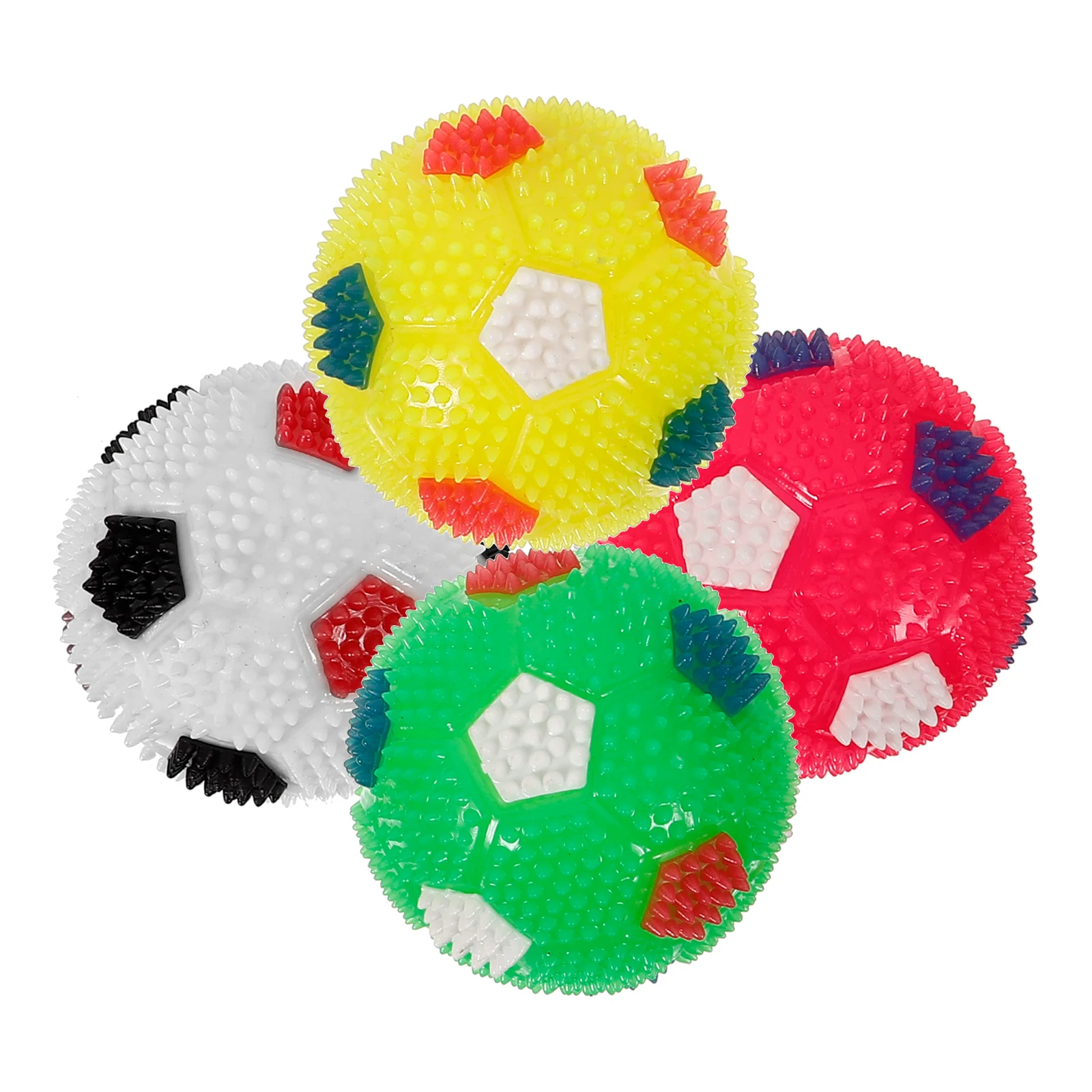 4 pcs Glowing Massage Ball Bouncing Toys for Dogs with Spiky Design Squeaky Sound Soft Elastic Surface Pet Dog Toy
4 pcs Glowing Massage Ball Bouncing Toys for Dogs with Spiky Design Squeaky Sound Soft Elastic Surface Pet Dog Toy