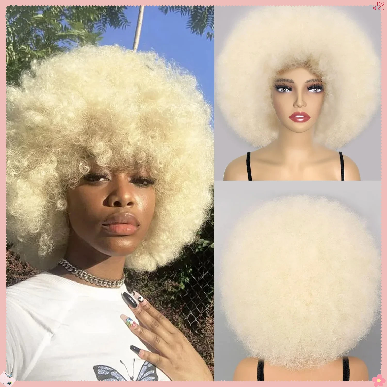 Synthetic Kinky Curly Afro Wig with Bangs Ombre Short Hair Glueless Cosplay Daily Party Use High Temp Fiber for Women
Synthetic Kinky Curly Afro Wig with Bangs Ombre Short Hair Glueless Cosplay Daily Party Use High Temp Fiber for Women
