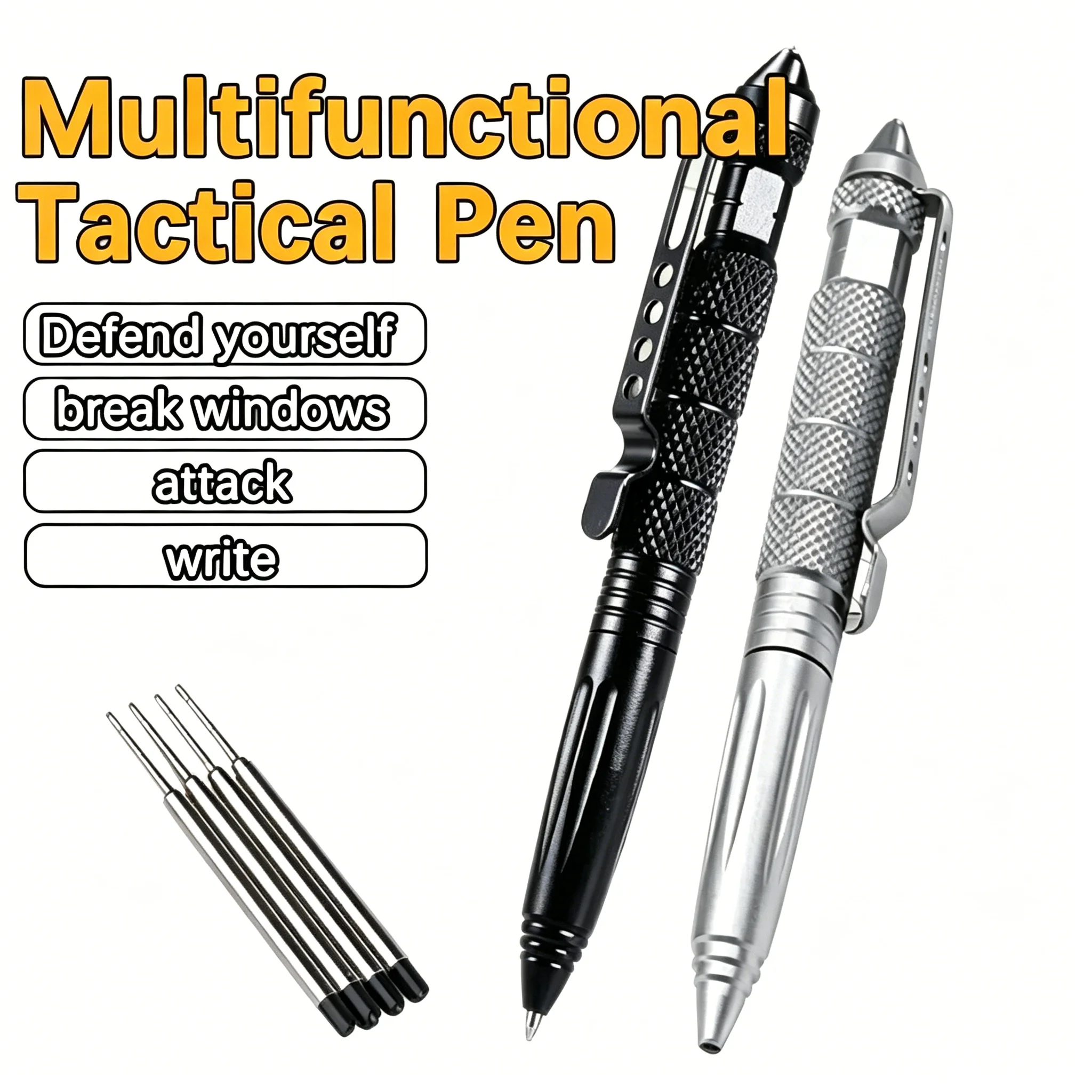 Tactical Pen Self Defense Multifunction Emergency Survival Tool Glass Breaker Tungsten Steel Writing Pen Outdoor Rescue Escape
Tactical Pen Self Defense Multifunction Emergency Survival Tool Glass Breaker Tungsten Steel Writing Pen Outdoor Rescue Escape