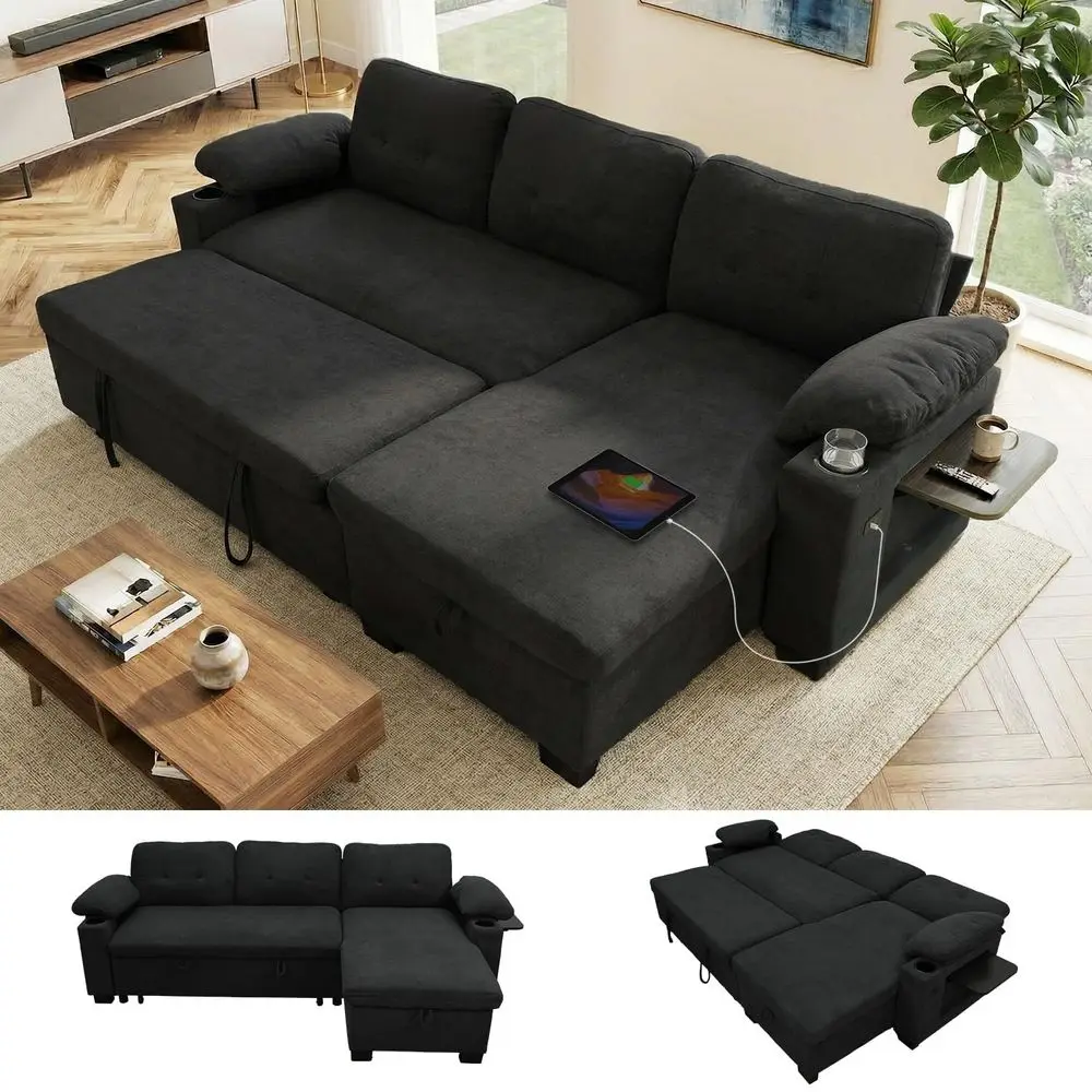 93 L Shaped Sleeper Sofa Bed, Pull Out Sectional Couch with Storage Chaise Reclining Backrest, Sectional Couches for Living Roo
93 L Shaped Sleeper Sofa Bed, Pull Out Sectional Couch with Storage Chaise Reclining Backrest, Sectional Couches for Living Roo