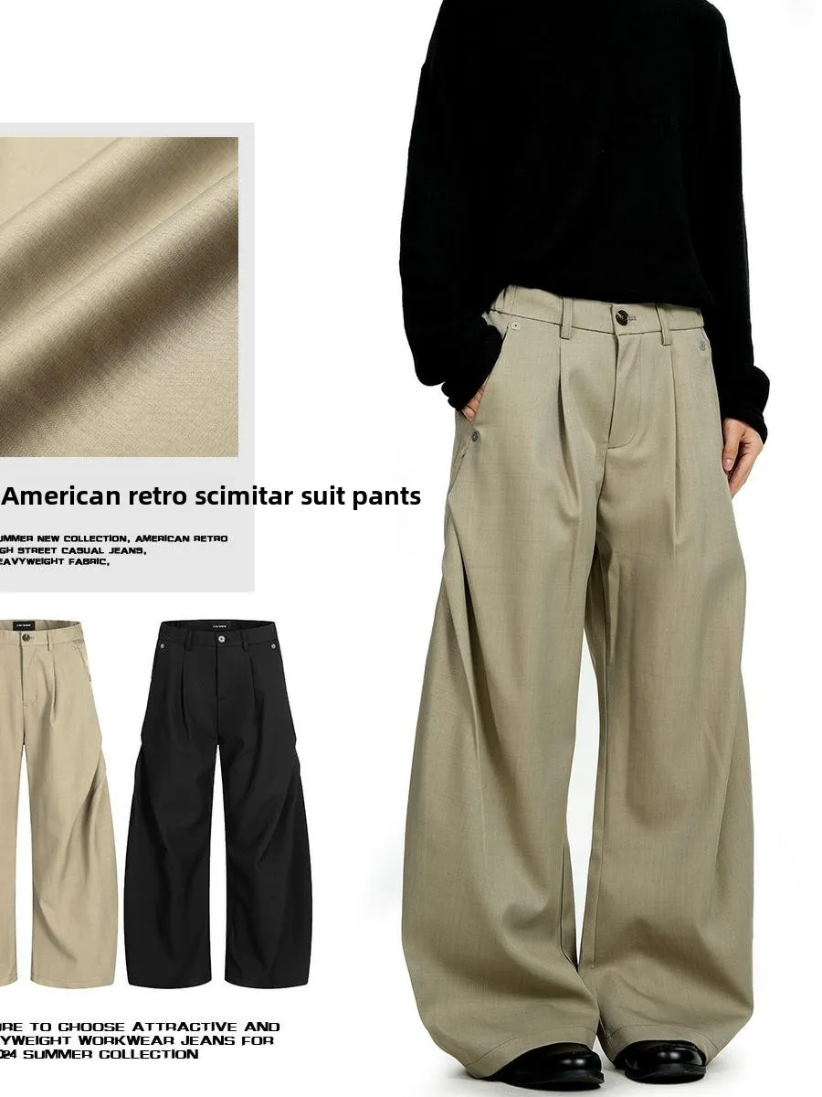 KN American Design Wide Leg Pants Men's Women's Pleated 3D Loose Elastic Waist Slimming Vintage Casual Long Trousers
KN American Design Wide Leg Pants Men's Women's Pleated 3D Loose Elastic Waist Slimming Vintage Casual Long Trousers