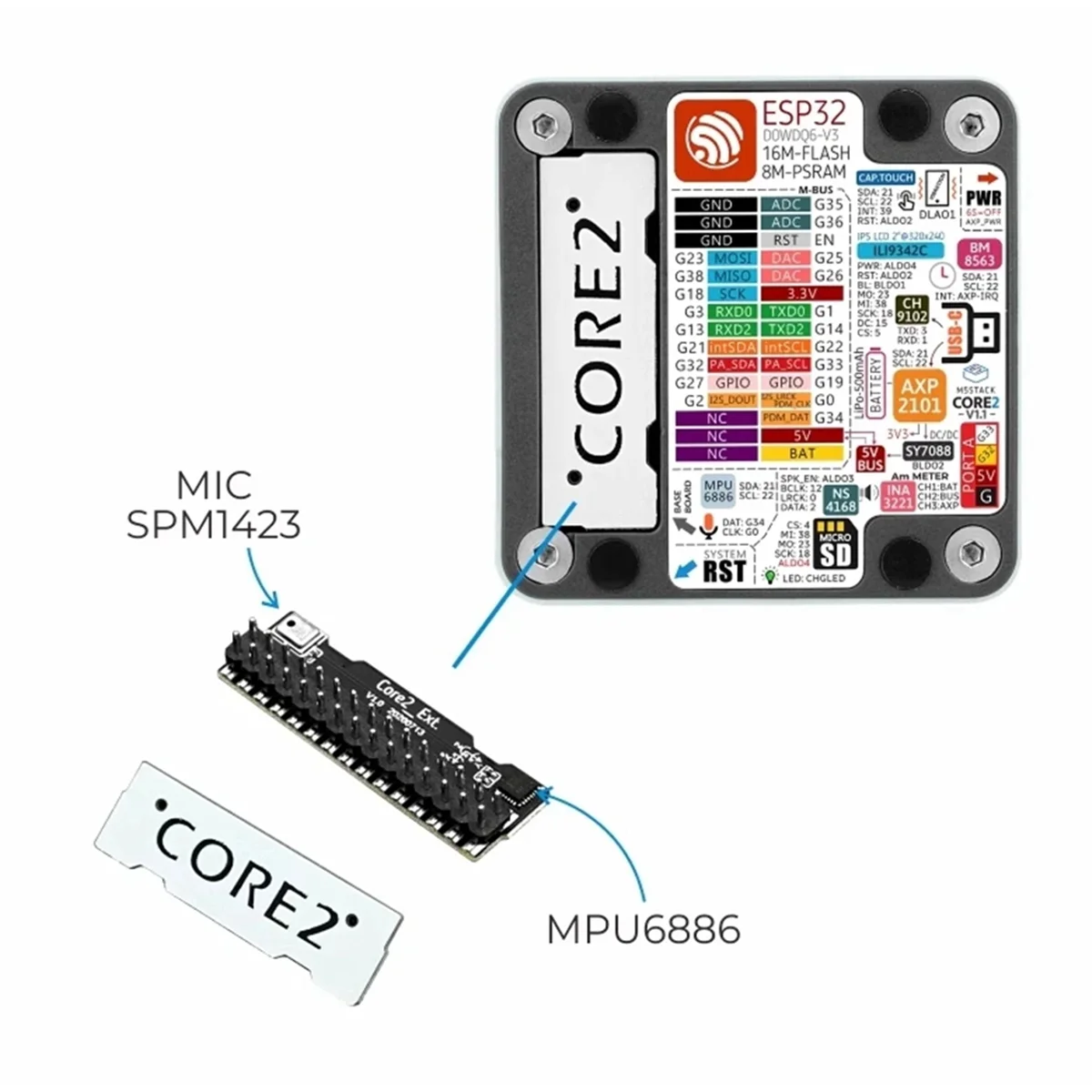 Core2 V1.1 ESP32 Touch Screen Development Kit WiFi Bluetooth Graphical Programming Control