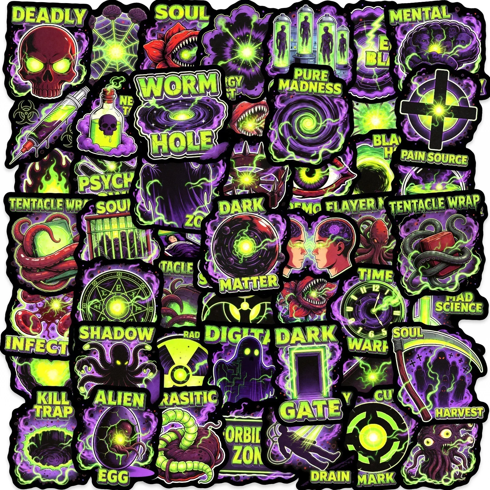 10/30/50PCS Cartoon Dark Green Fluorescent Demon Stickers Book DIY Skateboard Toys Luggage Suitcase Decoration Graffiti Sticker
10/30/50PCS Cartoon Dark Green Fluorescent Demon Stickers Book DIY Skateboard Toys Luggage Suitcase Decoration Graffiti Sticker