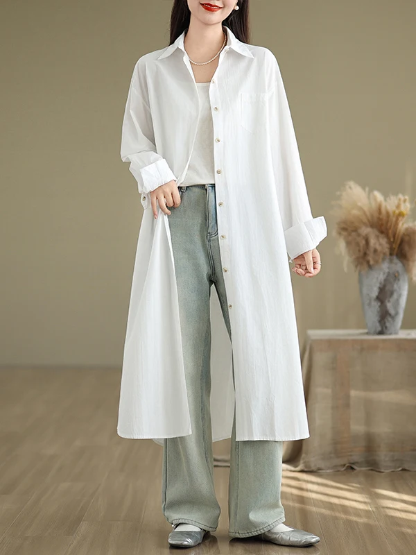 Loose Fit Long Pure Cotton Thin Women's irt Simple Sle Autumn Faion Outerwear Casual Asymmetrical Patchwork Long Sve
Loose Fit Long Pure Cotton Thin Women's irt Simple Sle Autumn Faion Outerwear Casual Asymmetrical Patchwork Long Sve