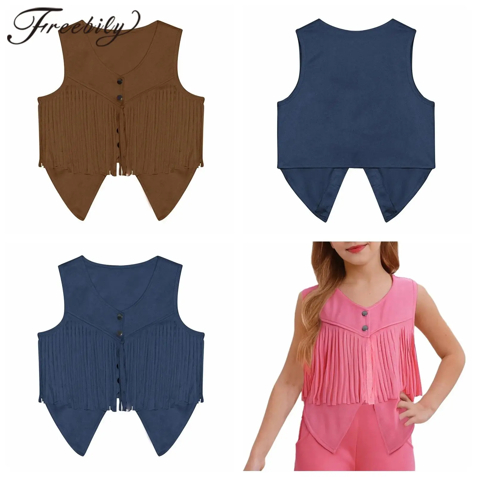 5-14y Kids Girls Boys Performance Waistcoats Halloween Cowboy Fringed Hippies Costume Role Play Party Cowgirl Faux Suede Vest
5-14y Kids Girls Boys Performance Waistcoats Halloween Cowboy Fringed Hippies Costume Role Play Party Cowgirl Faux Suede Vest