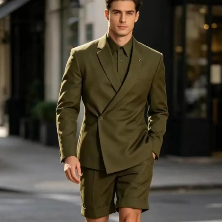 Summer Army Green Men's Suits Short Pants One-Button Notch Lapel Slim Blazer High Quality 2 Piece Jacket Pants Set Costume Homme
Summer Army Green Men's Suits Short Pants One-Button Notch Lapel Slim Blazer High Quality 2 Piece Jacket Pants Set Costume Homme