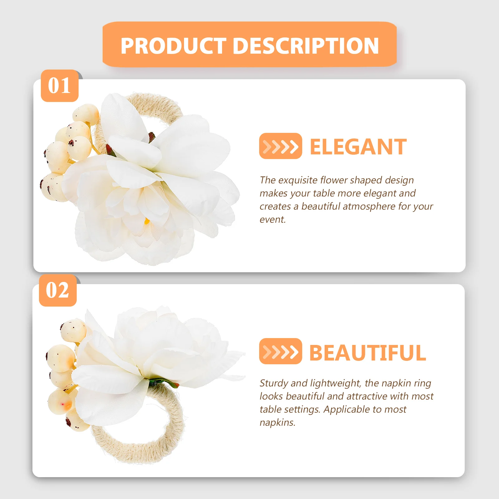 6 Pcs Napkin Ring Set Elegant Plastic Artificial Flower Rings Decorative Tableware Wedding Party Christmas New Year
6 Pcs Napkin Ring Set Elegant Plastic Artificial Flower Rings Decorative Tableware Wedding Party Christmas New Year